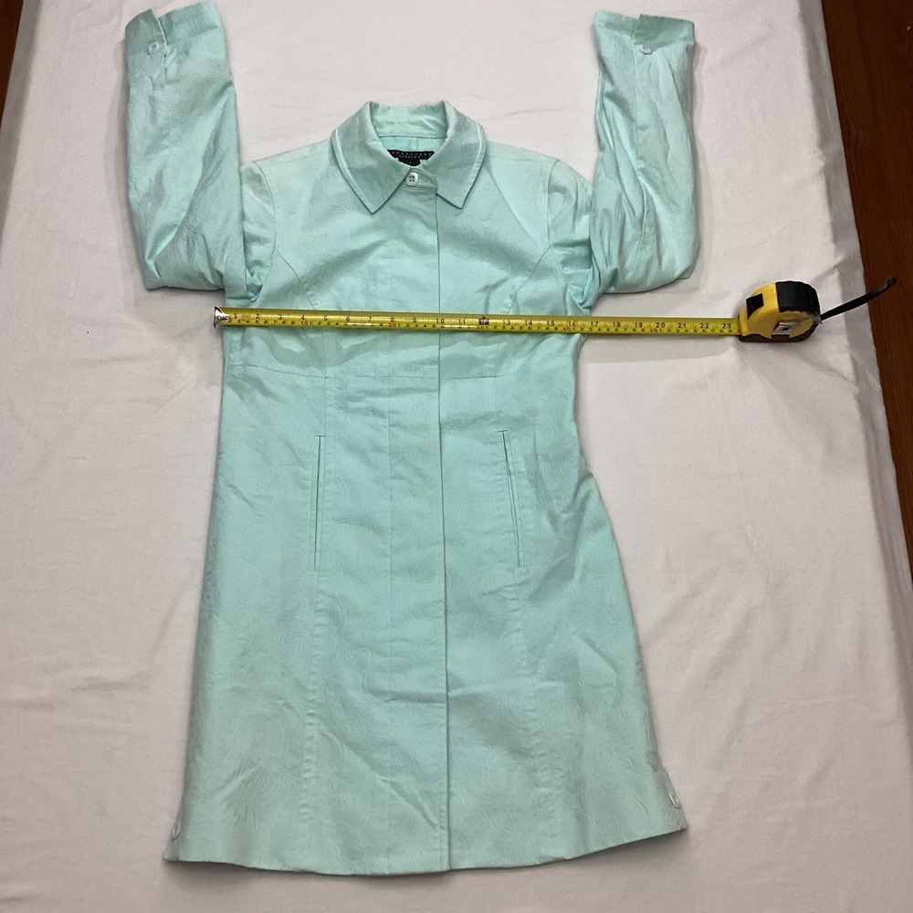 Apostrophe Stretch Light Aqua Textured Button Front Coat Womens Size 2 - Picture 3 of 10